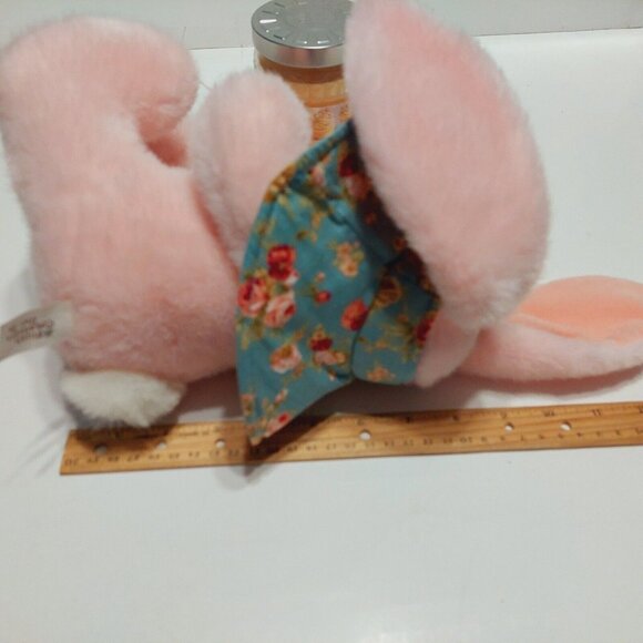 Plush Creations Pink Bunny Rabbit Floral Hat Stuffed Animal 1998 Easter 8" - Picture 9 of 9